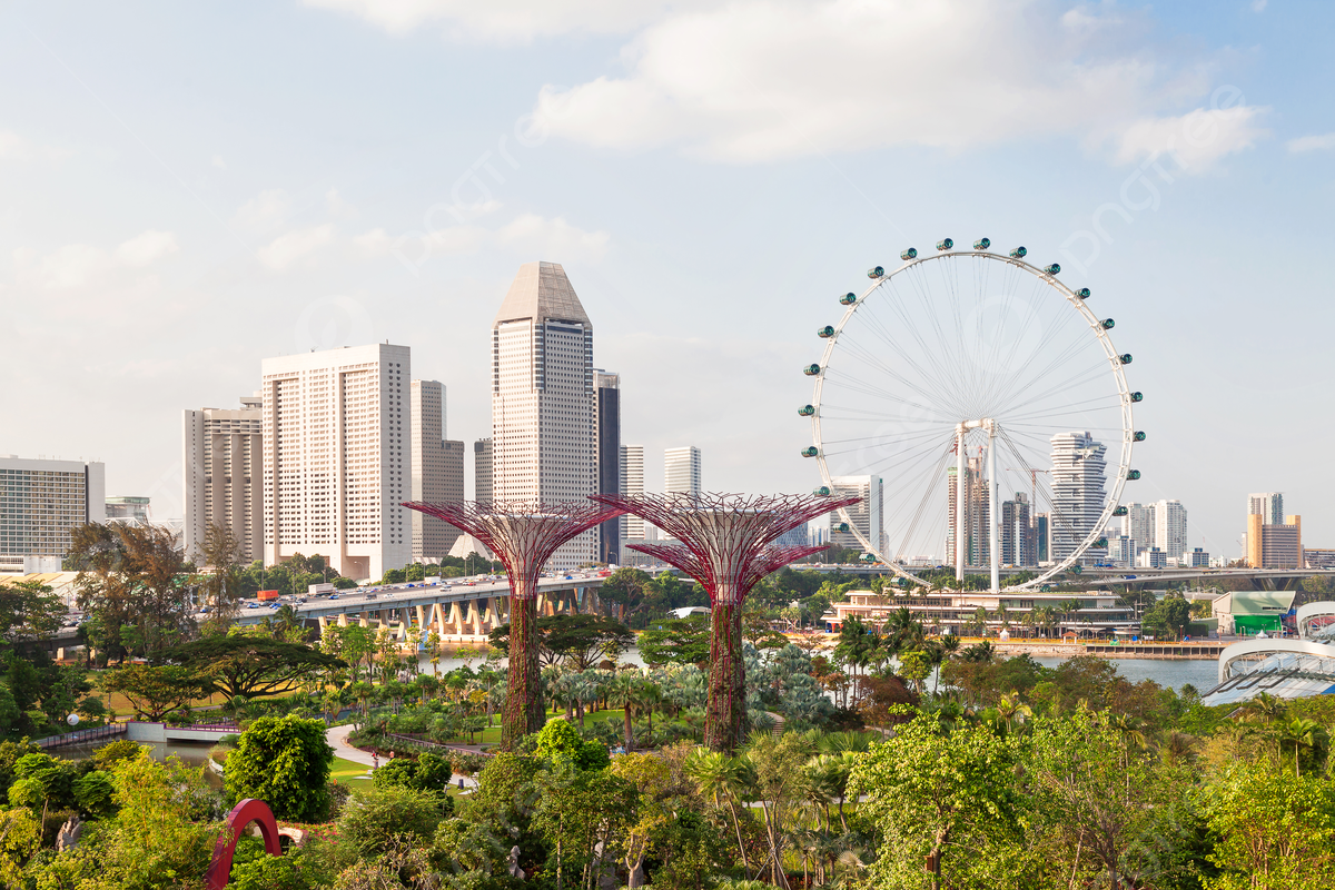 マリーナベイの景色とシンガポールの街のスカイラインの夜Premium写真