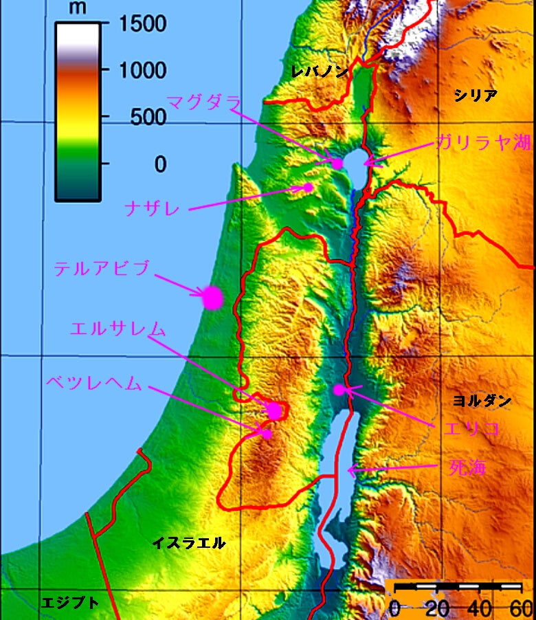 イエスが生活し，教えた地域の地図イエスの地上での生涯