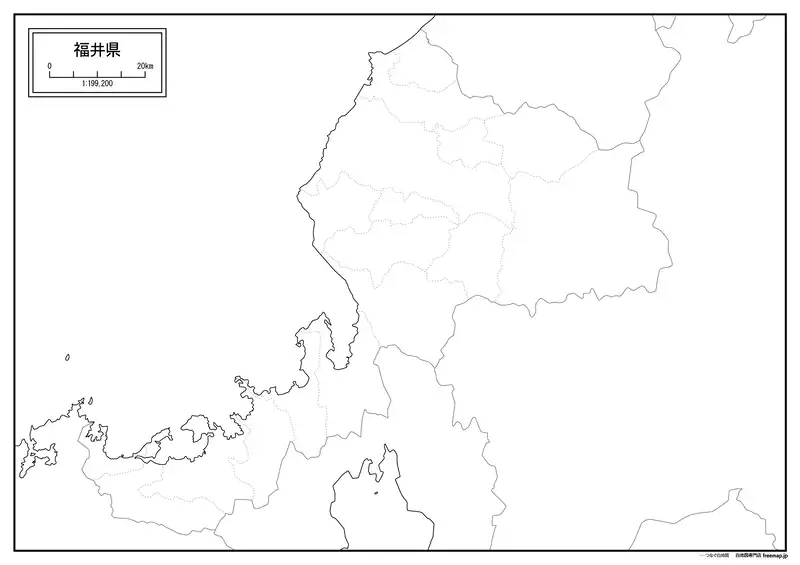 47都道府県地図 福井県」のワークシート・活用例・地図モノクロ画像株式会社帝国書院