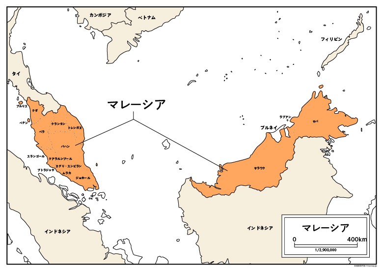 Information ・シンガポールとマレーシアの位置 地図
