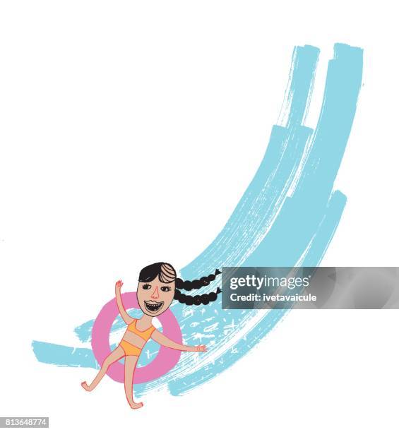 フリーイラストウォータースライダーを楽しむ男性パブリックドメインQ：著作権フリー画像素材集