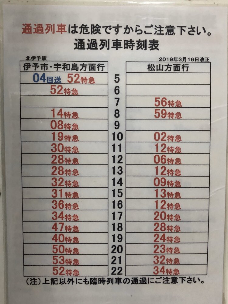 JR四国の時刻表 その３