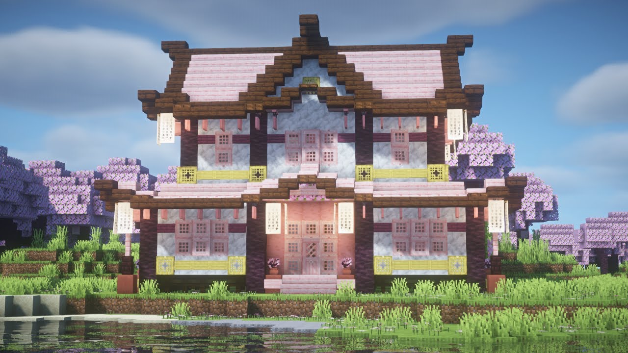 Minecraftで作る可愛い桜の家の作り方