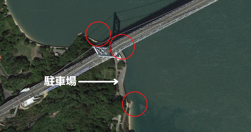 因島大橋記念公園・因島側の釣り場・釣りスポット アジ メバル チヌ