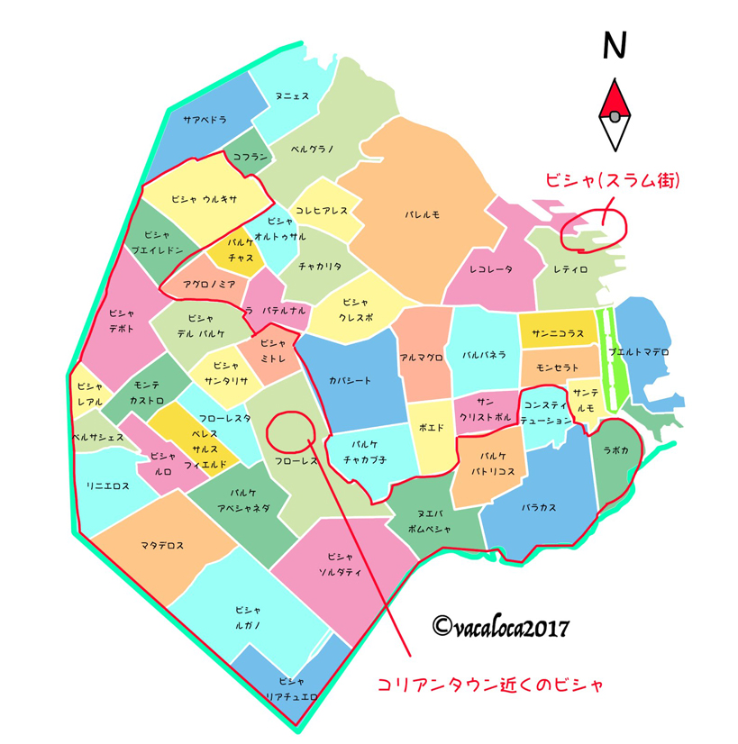 アルゼンチン・ブエノスアイレスのマスト観光スポット18選地図オンリー。観光地と場所の確認用です