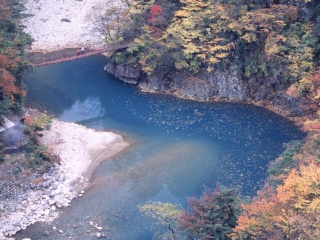 空撮4K 紅葉_白砂渓谷ライン -