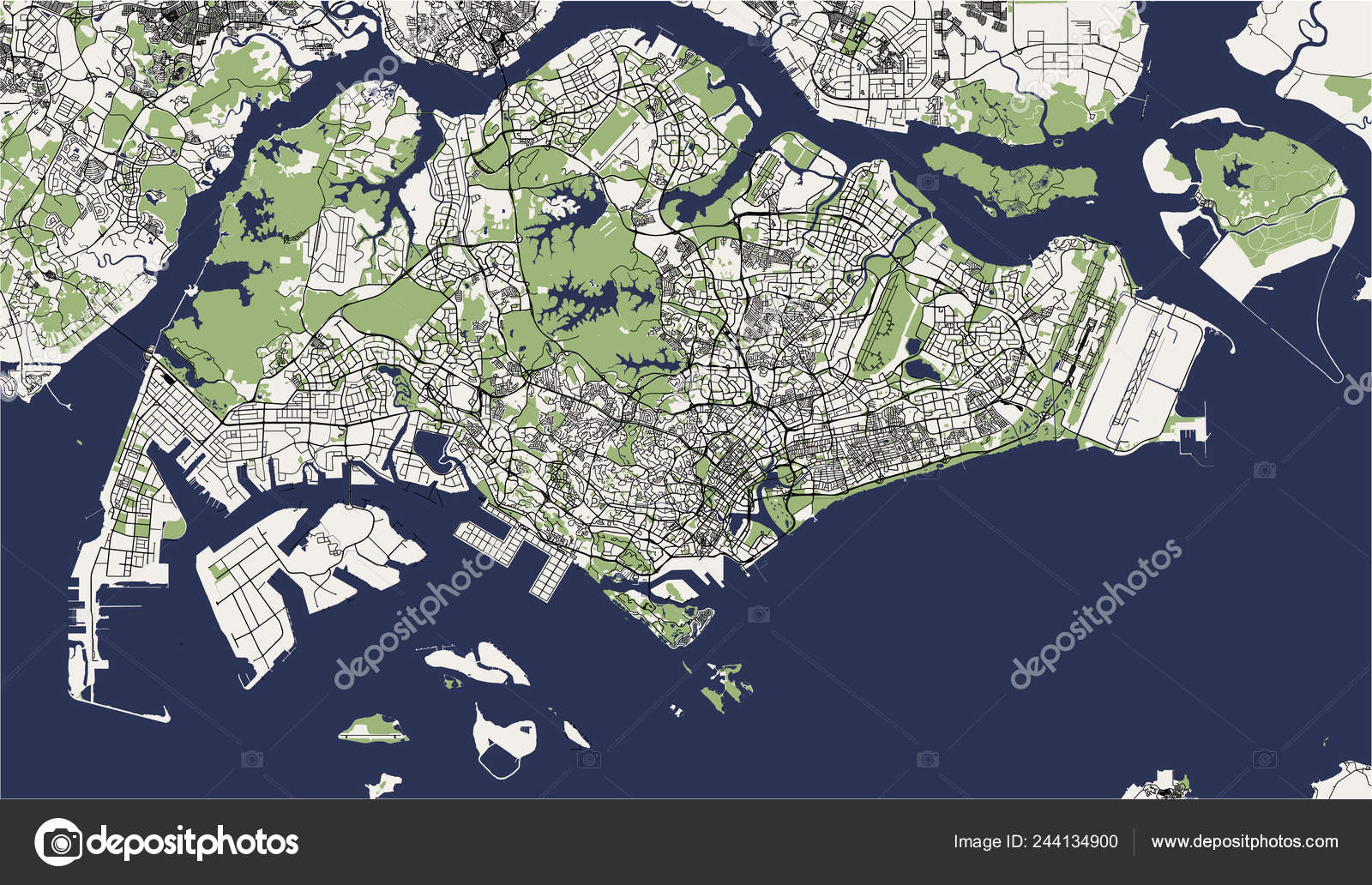 地域とシンガポールの色とりどりの地図。Premiumベクトル素材