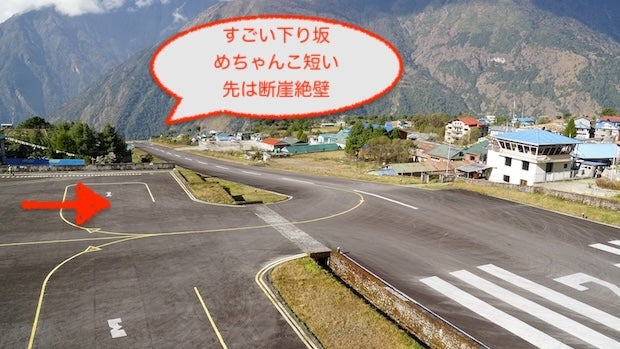 ネパールのルクラにある世界で最も危険な空港の滑走路no24テンジンジャヒラリー空港 標高 2 845 M