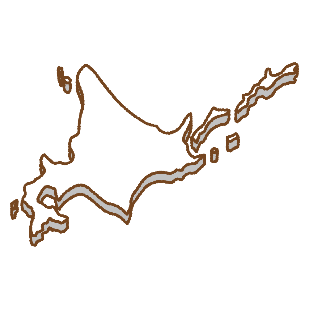 北海道の地図イラスト＜モノクロシルエット画像＞ - 日本地図無料イラスト素材集