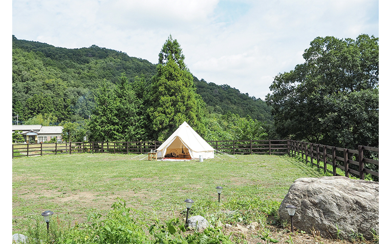 色々と試行錯誤して」キャンプ場でテントを張ってカップルフォトの撮影OurPhoto アワーフォト