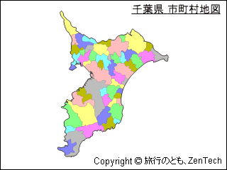 千葉県・四角ドットのデザイン地図のイラストイラスト無料・かわいいテンプレート