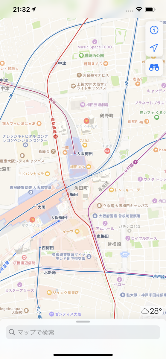 100 mスケールで一方通行マークを表示する地図画面の操作ナビゲーションAVIC-RQ902 RL902 RW902