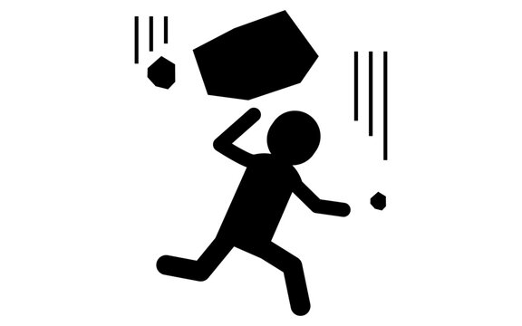 落石注意の看板. a signboard which reads