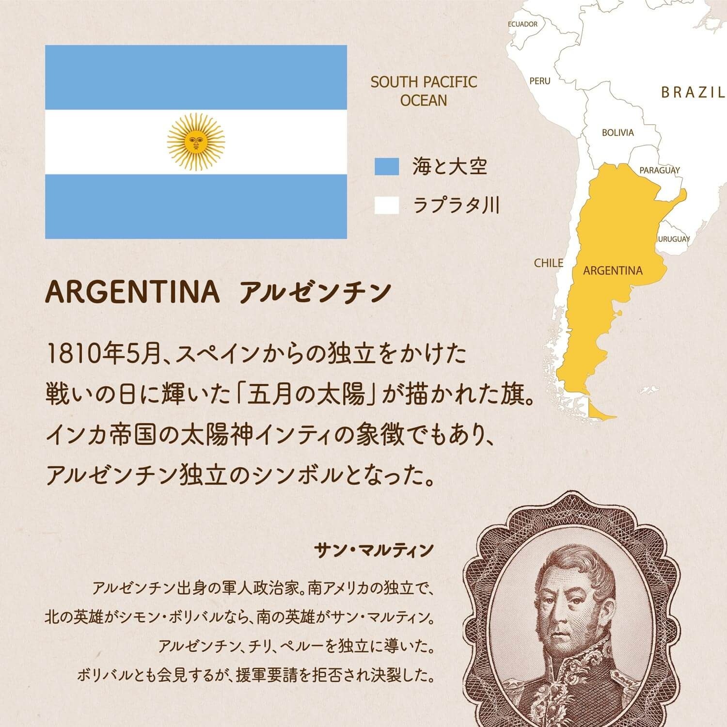 アルゼンチン国旗の由来・意味や特徴をイラスト解説