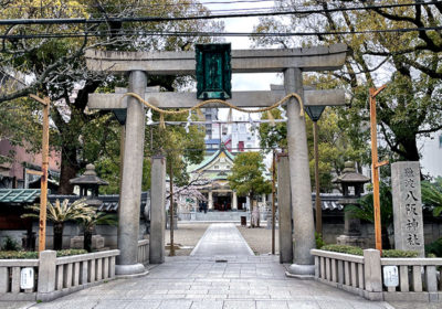 難波八坂神社の獅子殿と桜の写真・画像素材-Snapmart スナップマート