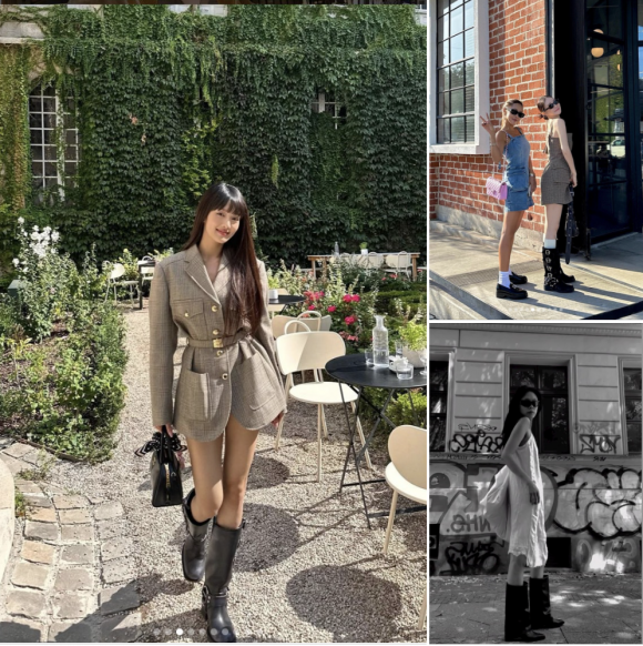 韓国 フェイクレザー ロングブーツ