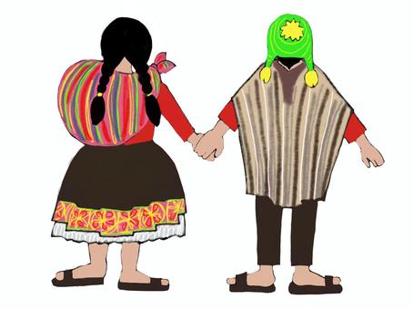 ペルーの民族衣装の幾何学模様のラテン系ウールのポンチョ ベクター, ウール, インド人,