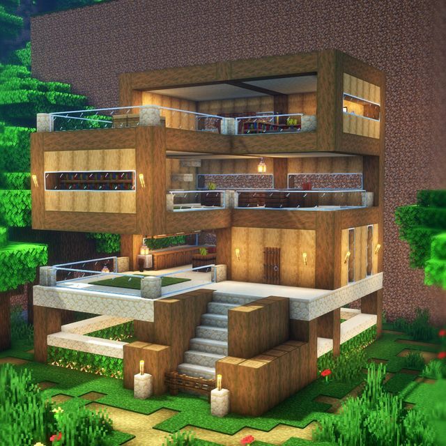 マインクラフト オークで作るサバイバルベースの作り方 Minecraft