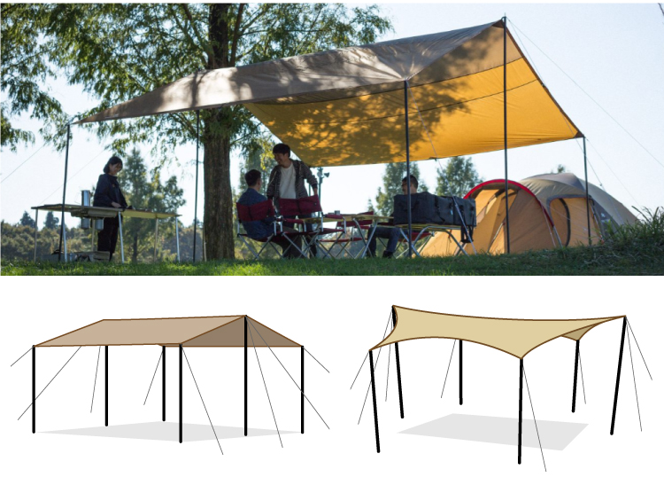 使える長方形タープ 図解！超簡単3×4のレクタタープの張り方ソロベースキャンプ泊CampHack