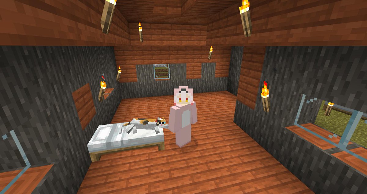 マイクラ建築 実際に寝れるオシャレなベッドの作り方講座！ダブルサイズベッドだから見た目も超豪華