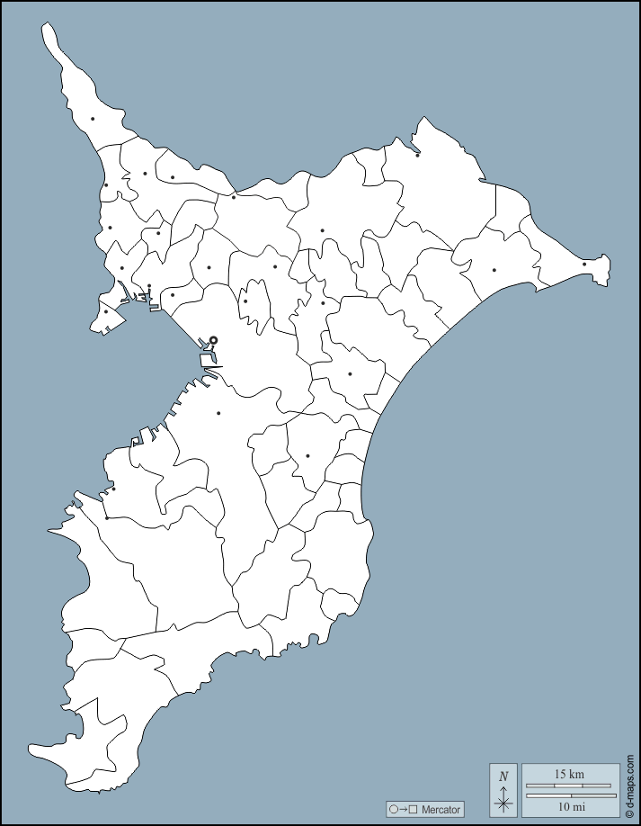 PowerPointで使える千葉県全図。白地図無料ダウンロードパワポでデザイン