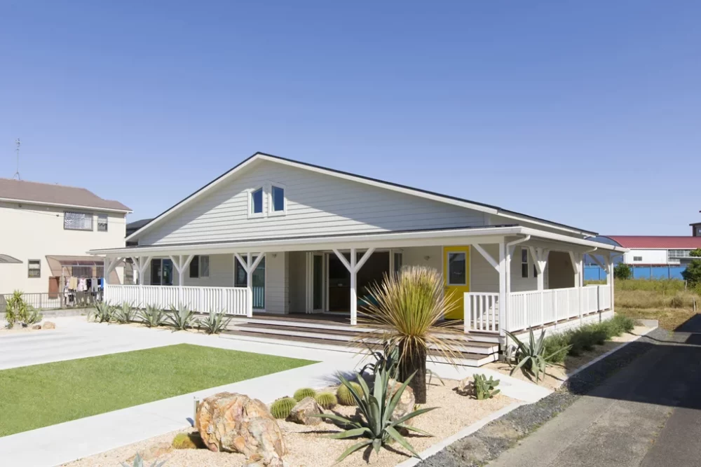 アメリカの家・平屋の間取りと外観1