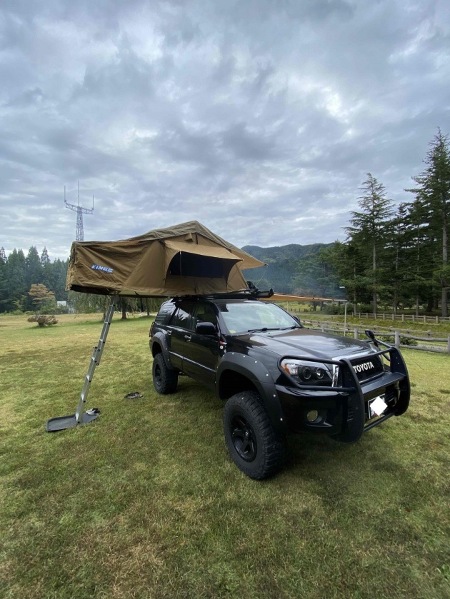 前編 ルーフテント搭載のハイラックスをレンタルして花見キャンプ焚き火と焼肉と夜桜