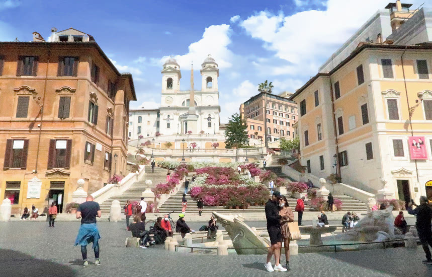 イタリア ローマのナヴォーナ広場にある 4 つの河川の噴水 ナヴォーナ広場はローマの有名な観光名所です。Premium写真