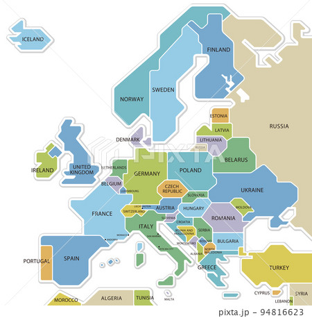 東ヨーロッパ地域。東ヨーロッパの国の地図。ポストソビエトと白人諸国。ベクターの図。のイラスト素材・ベクター Image 123042278