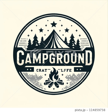ステッカー「キャンプ場」マーク 観光・文化・スポーツ施設 ピクトグラム小 8センチ -