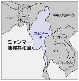 ミャンマーのフリー素材地図世界地図