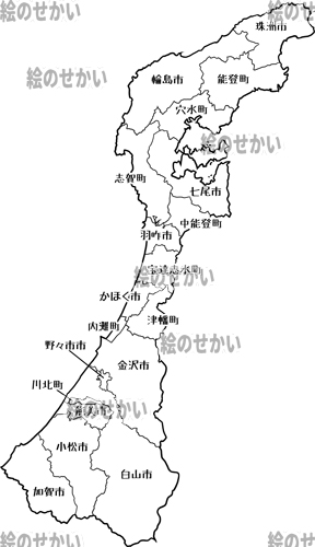 石川県の地図☆ISHIKAWA☆英語ポップロゴ：イラスト無料