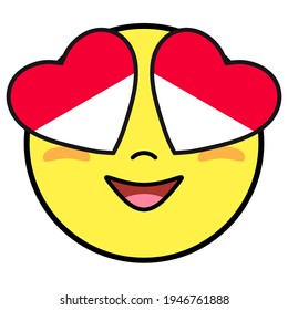 インドネシア共和国の国旗イラスト フリー素材 ハートタイプ flag