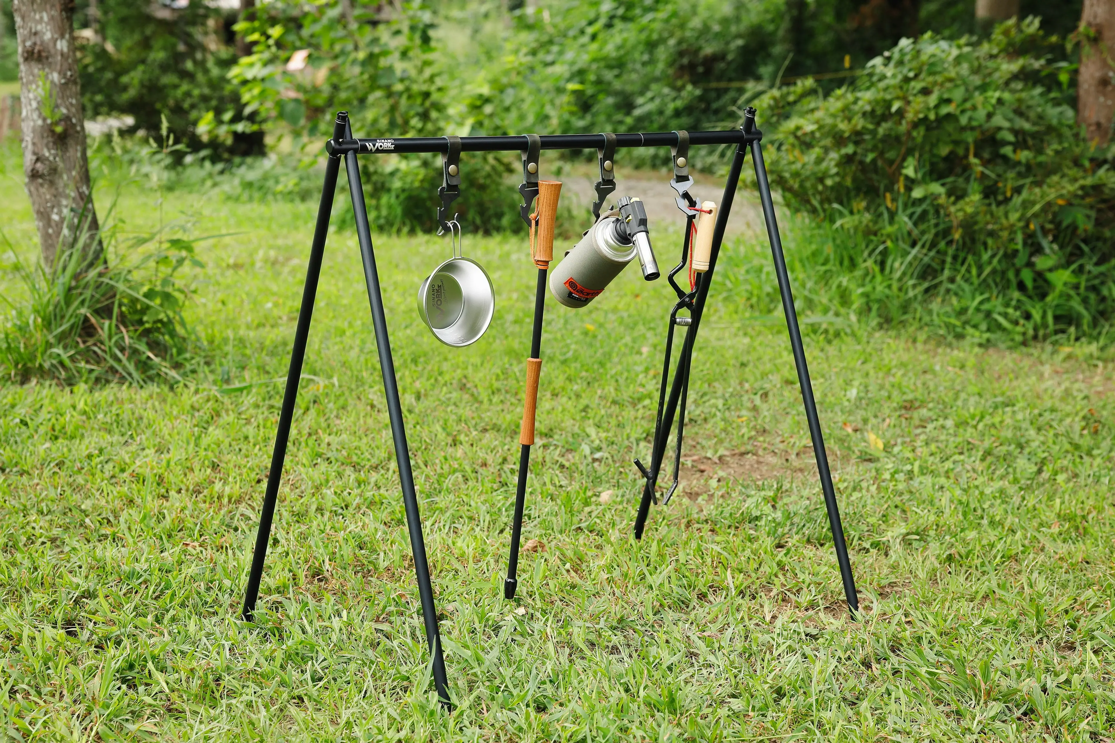 CAMP GEEKS ハンガートップ Lブラック・インディアンハンガーLセット キャンプで人気のハンガーラック