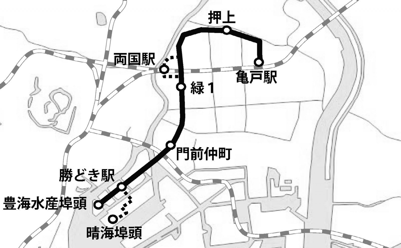 月島駅周辺のバス路線図 東京メトロ