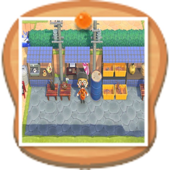 あつ森 無人島の売店・たぬき商店周りとまめつぶの休憩スペース -