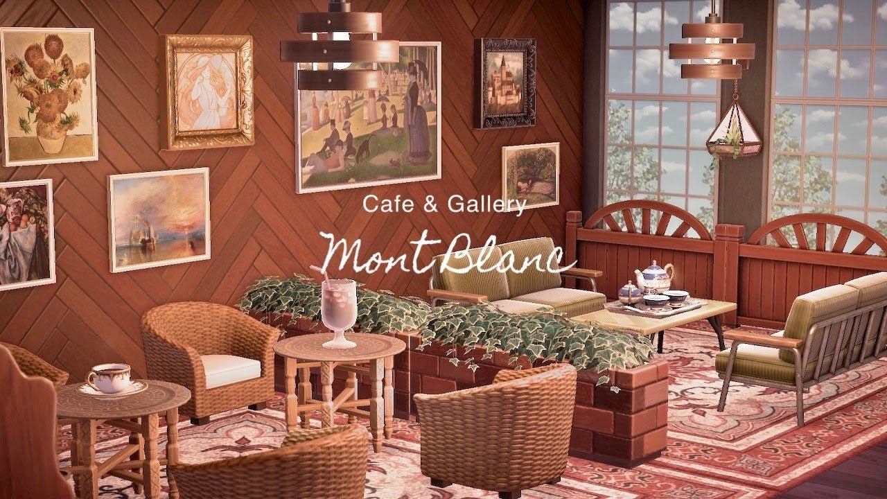 あつ森 植物なしでも映える！カフェと２階のギャラリーレイアウトA cafe