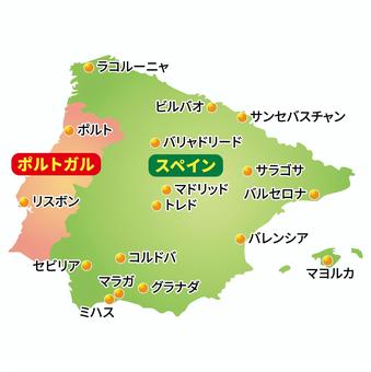 スペイン ポルトガル 革製 世界地図