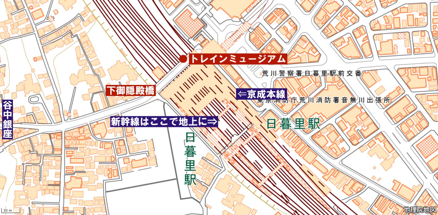 トレインミュージアムで見れる７路線の電車 日暮里 下御隠殿橋は子鉄必見の鉄道スポットてまりの虫めがね