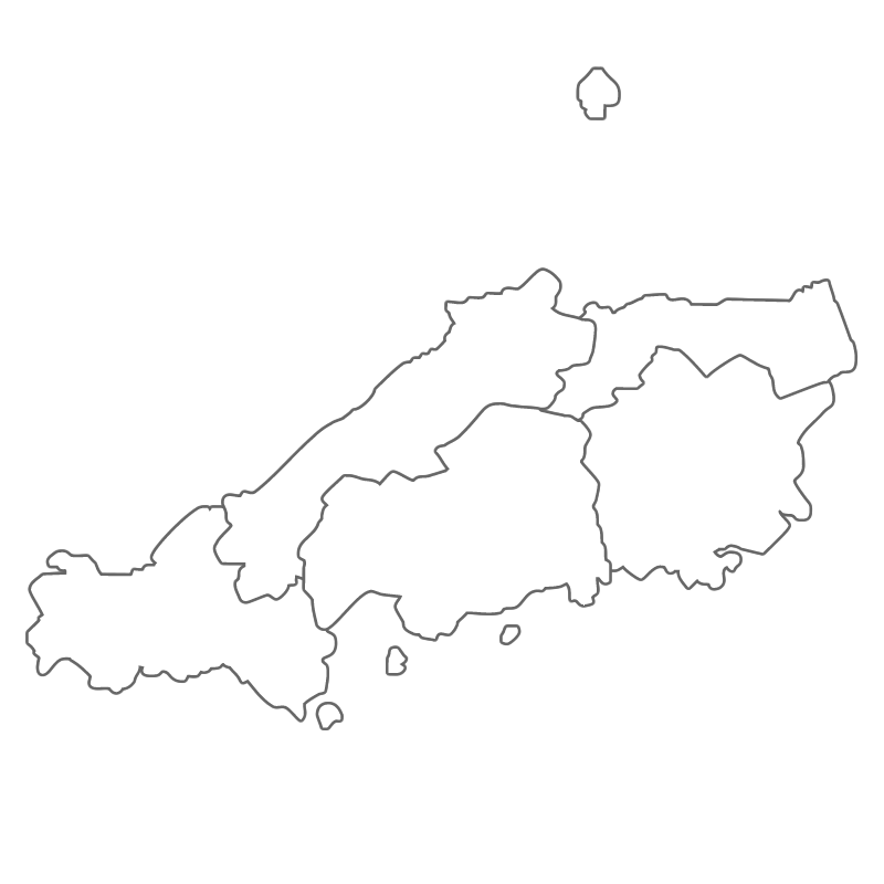 中国四国地方の白地図