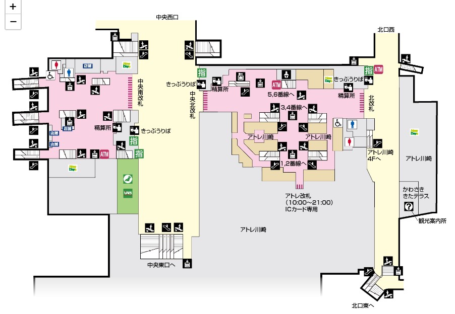 川崎駅の構内図 簡易版