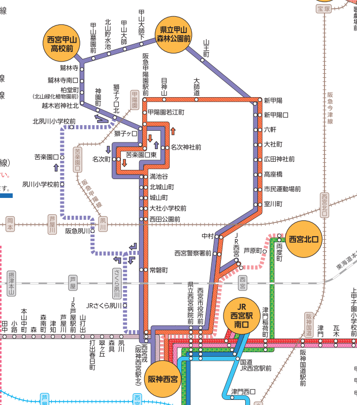 阪神バス 西宮浜営業所 阪神西宮→新甲陽4枚折戸