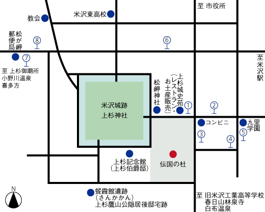 米沢上杉神社の観光を紹介、米沢観光マップも掲載