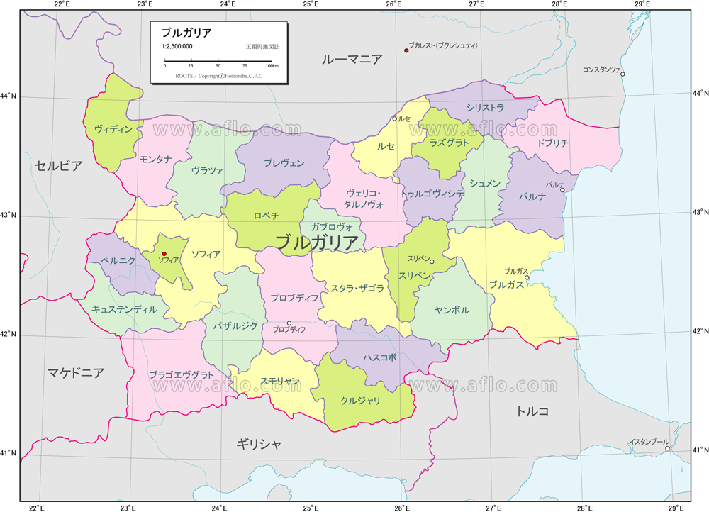 ヨーロッパのブルガリア マップ ブルガリアの場所とフラグを示すズーム