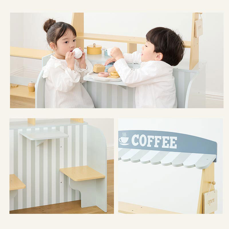 Amazon木製おもちゃのだいわ ナチュラルカフェキッチン 9割完成品調理器具付き 組み立て式 リバーシブル