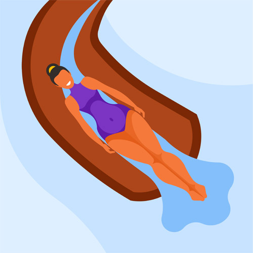 ウォータースライダーイラスト - No: