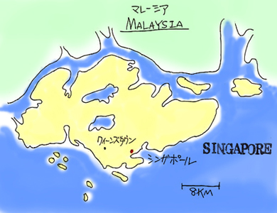 Singaporeの地形図、標高、地勢