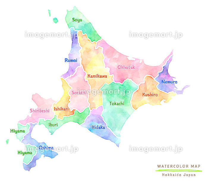 北海道地方の白地図イラスト無料素材集県庁所在地・市町村名あり