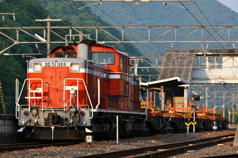 新緑の伯備線を駆ける工臨列車！ DE10によるプッシュプル運転！ 石蟹工臨 工9851