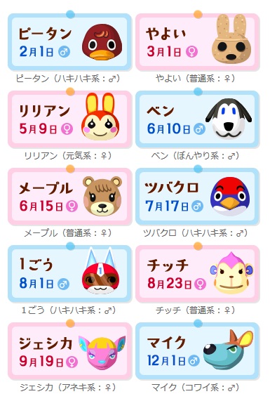 あつ森 普通系の住民 住人 一覧